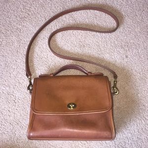 Coach Tan Leather Saddlebag with Shoulder strap